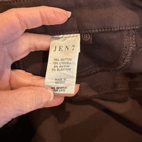 NWT 7 For All Mankind JEN 7 Ankle Skinny Brown Coated Leather Look Jeans Size 18 - Picture 8 of 13